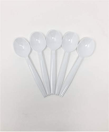 Configurações da Fineline Disponível Plástico Branco | Coleção de Flairware | Pacote de 100 colher de sopa, 10,5 polegadas