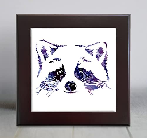 Raccoon Purple Abstract Watercolor Art Tile Decorative