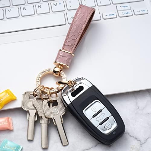 GEMATAY Microfiber Leather Car Keychain, Holder Universal Car Key FOB para homens e mulheres