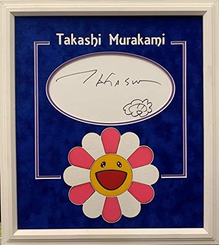 Takashi Murakami assinou autógrafo 16 x18 com esboço muito raro desenhado à mão