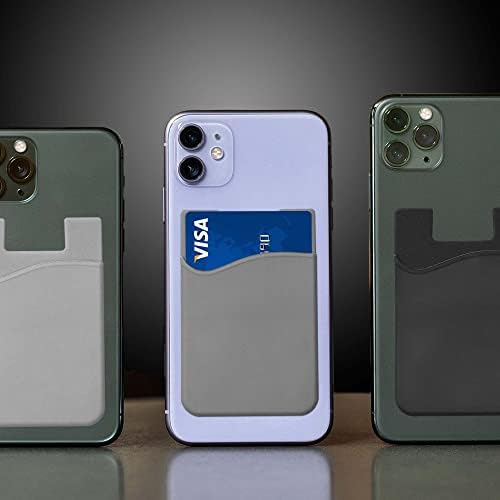 Bolso do suporte para cartão de telefone de silicone, aderência na carteira, bolsa de cartão de crédito adesivo, compatível com iPhone