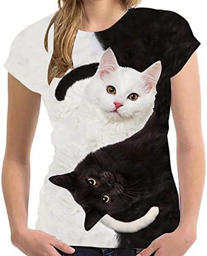 Camisa feminina 3d Camiseta de impressão de gato Casual Casual Tops Summer Blusa de manga curta LOGADOS DE PETOS DE PETO GOSTO
