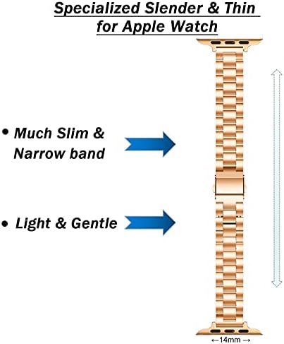 Ninki Atualizou nenhuma ferramenta necessária para a aço inoxidável Link compatível com a banda de relógio Apple 40mm 41mm 44mm 38mm 42mm 45mm 49mm, faixa de metal iwatch para a Apple Watch Ultra Series 8/2/6/5/4/3/2/1/1 SE BAND Women