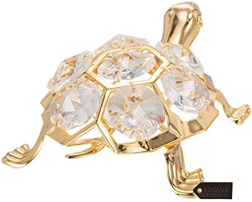 Matashi 24k Gold Gold Crystal cravejed Turtle Ornament Tablop Showpiece Decor Home Decor Presente para o Dia dos Namorados do Natal