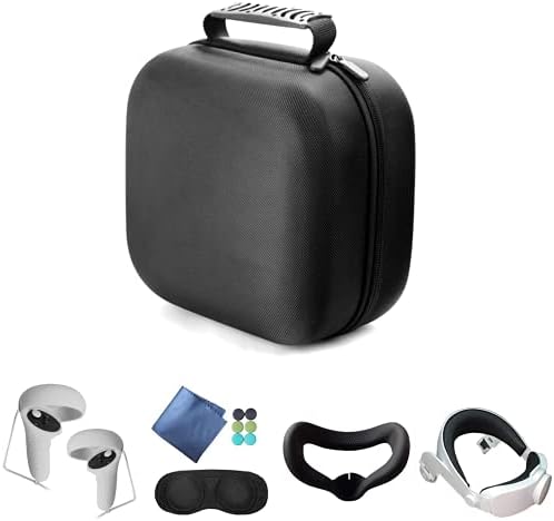 Pacote de acessórios Oculus Quest 2 - Oculus Quest 2 Head Strap com caixa de viagem Hard Shell, inclui vários acessórios Oculus Quest