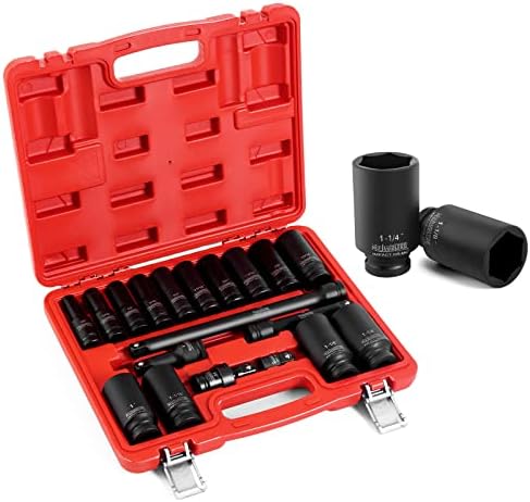 Conjunto de soquete de impacto Meiwaltee 3/8 -Drive, tamanhos SAE de 45 peça 5/16 a 3/4 e tamanhos métricos de 8 mm a 19 mm, inclui