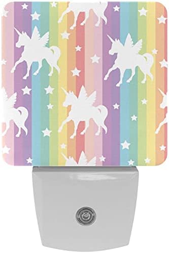Unicorn e Stars Pattern LED Night Light, Kids Nightlights for Bedroom Plug in Wall Night Lamp Brilho ajustável para escadas