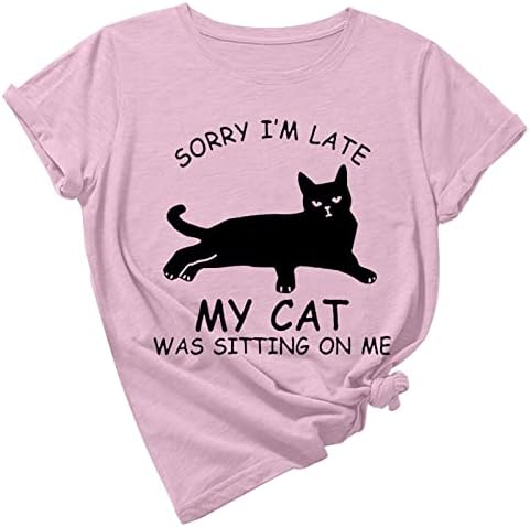 Meninas adolescentes blusas de manga curta letra de gato gráfico relaxado blusa tamis de barco pescoço de animais fofo jd
