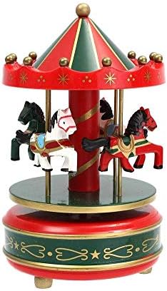 Mxiaoxia Wooden Carousel Box Horse Horse Merry-Go-Round Carousel Classical Musical Case Tema Kids Kids Room Decoração Presente Toys