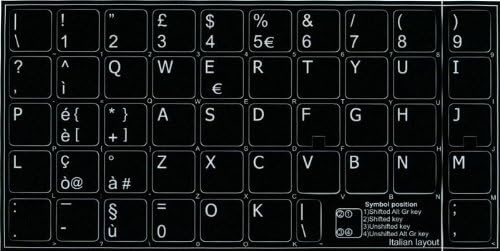 Adesivo italiano para fundo preto do teclado para desktop, laptop e caderno