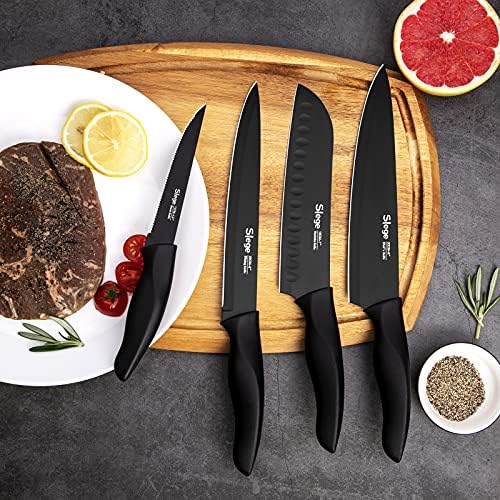 Facas de faca, facas de cozinha de 16 peças com bloco, aço inoxidável de alto carbono para conjuntos de blocos de faca anti-sujeira,