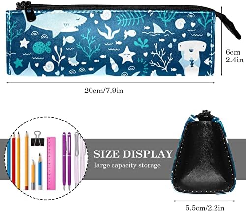 Bolsa de maquiagem, bolsa de cosméticos, organizador de bolsa de maquiagem à prova d'água, desenho animado de baleias de tubarão -marinho