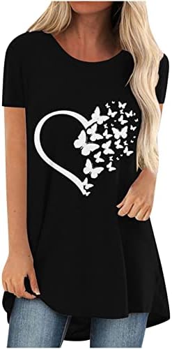 Ladies Butterfly Heart Lover Graphic Slim Tunics Tees Boat Pesh Top camisola camisolas de manga curta Tees casuais yp