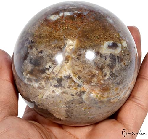 3720 CT ~ Gemtone de cura de cristal de ágata natural Bola de esfera mineral 3,1 Gemstone com suporte
