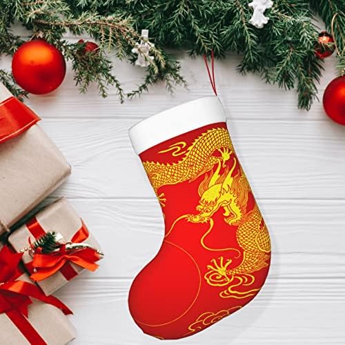 Aunstern Christmas Stockings Dragon Gold Japão China Lareira de Duas Lados