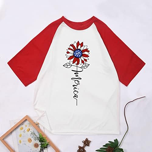 T-shirt da American Flag para o Dia da Independência da Mens, Manga Curta 4 de julho Tshirt Sunflower Impresso de estilo casual camisetas
