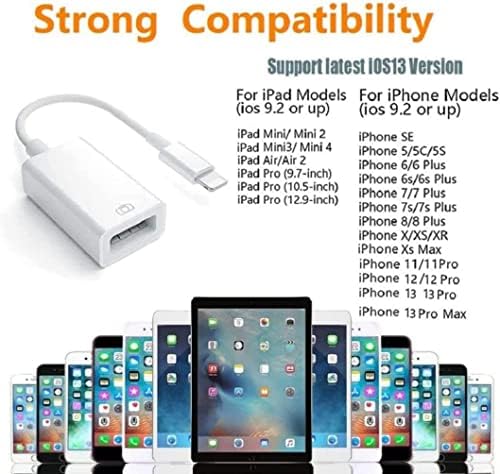 [Apple MFI Certified] 2 Pacote Lightning para USB Adaptador de câmera USB 3.0 Cabo OTG para iPhone iPad, USB Feminino suporta