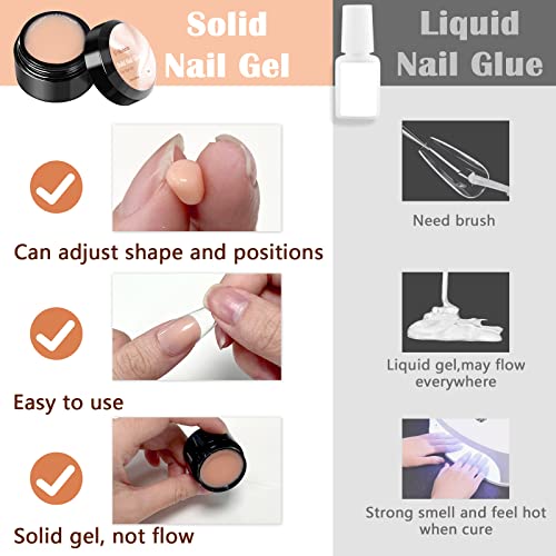 U-Shinein 3x10ml Gel de cola de unhas sólidas, dicas de unhas Gel para unhas de acrílico, pressione em gel de cola sólida, gel de cola de manicure de unhas, necessidade de lâmpada UV/LED mais longa