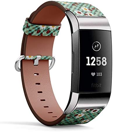 Compatível com Fitbit Charge 3 / Carga 3 SE - Substituição de pulseira de pulseira de banda de couro com adaptadores - Tonelada