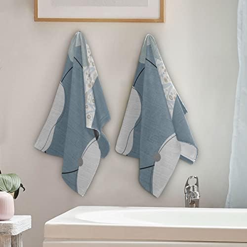 Toalhas de mão azul e cinza da geometria de meados do século Modern abstrato de cozinha toalhas de mão panos de prato define toalhas
