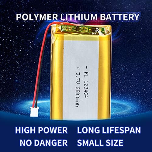 YTKAVQ 3.7V 2800mAh 123464 Bateria de polímero de íons de lítio Bateria recarregável com bateria com conector de pH 2,0mm