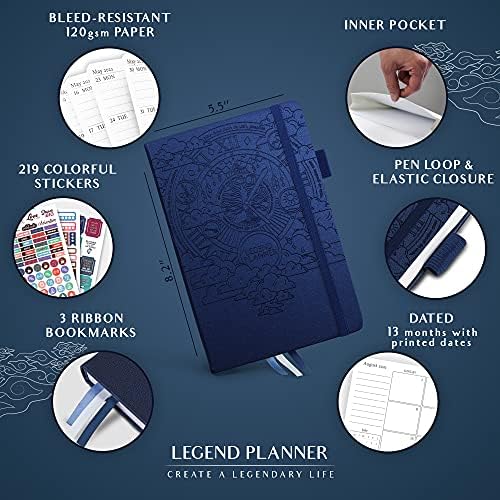 Legend Planejador Acadêmico de julho de 2021 a 2022-Dated Weekly & Monthly Planner for a Productive & Happy Life-Dated