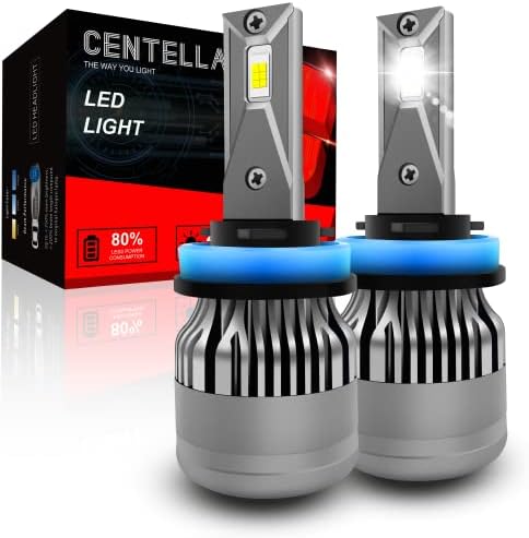 Bulbos de farol de LED Centella H11, 130W 24000lm por conjunto, 700% mais brilhante, 6500k White frio, lâmpada de farol H9 LED, IP68 à prova d'água, pacote de 2
