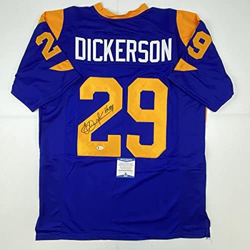 Autografado/assinado Eric Dickerson Hof 99 Los Angeles La Blue Football Jersey Beckett Bas Coa