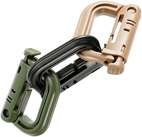 Frtkk Tactical D-ring com engrenagem de travamento Clipe de hidratação Clipe da teia fivela de fivela de fivela de 360 ​​° CLIP DE A-ARING DO ARGUNDO DE 1 '