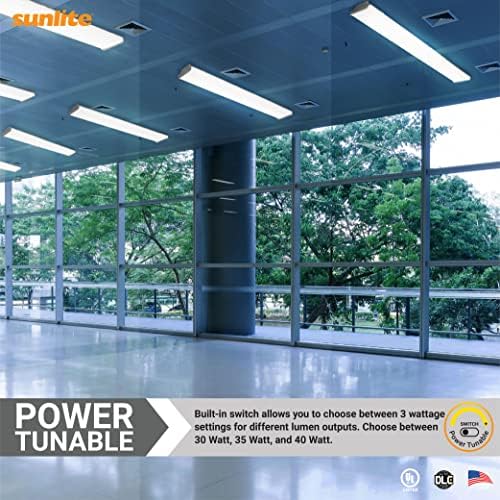 Sunlite 85292 envoltório de LED de 4 pés em torno do acessório, potência ajustável 30w/35w/40w, 5360 lúmens, cor de cor 35k/40k/50k, 120-277 volts, diminuição, economia de energia, listada por UL, para uso residencial e comercial