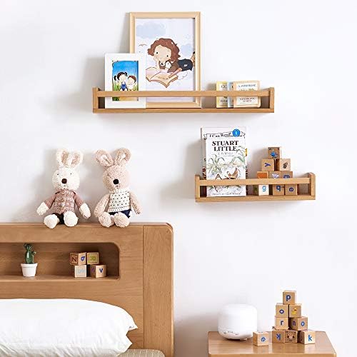 Prateleiras flutuantes de Inman, estante de estante de madeira para berçário montado na parede prateleiras de parede para o quarto de rack de especiarias de cozinha e decoração de berçário para bebês, 16 polegadas, natural