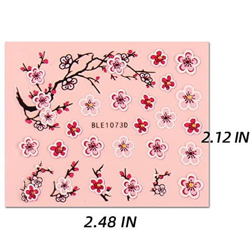Decalques de adesivos de arte da flor da flor Decalques 3D Auto-adesivo Spring Blossoms Daisy Rose Design Holiday Holiday Nail Art Supplies for Women Acessórios de unhas 12 folhas