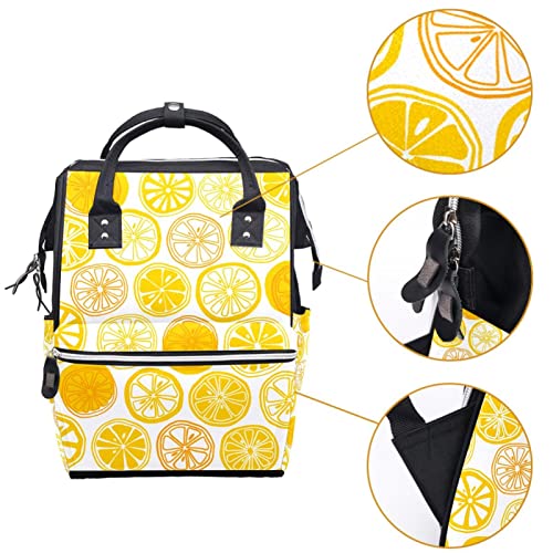Mochila de lemon de limão laranja amarelo Bolsas de fraldas de fraldas Modinha Backpack de grande capacidade Bolsa de enfermagem