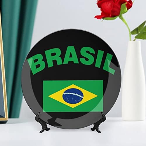 Bandeira do Brasil Placa decorativa de cerâmica pendurada com exibição Presentes de casamento personalizados de aniversário para casal para os pais dele seu marido