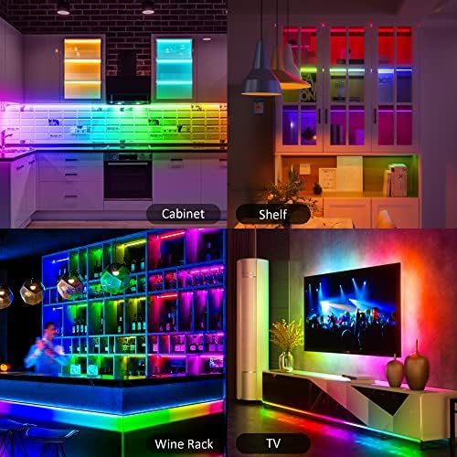 Benreom 3 PCs RGB Under Cabinet Lights Kit, aplicativo inteligente e controle remoto sob iluminação do gabinete, embutido sob as luzes do balcão para cozinha, plugue luzes LED para gabinete, contador, bancada, mesa