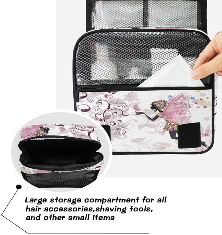Saco de higiene pessoal pendurado Flor Flor Butterfly Faerie Makeup Travel Bag para produtos de higiene pessoal portátil