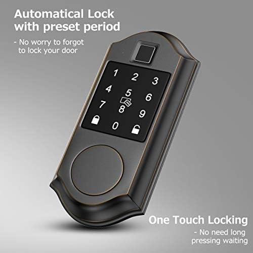 Narpult Smart Lock, Electronic Smart Deadbolt, trava de porta de entrada sem chave, trava de porta de impressão digital com teclado,