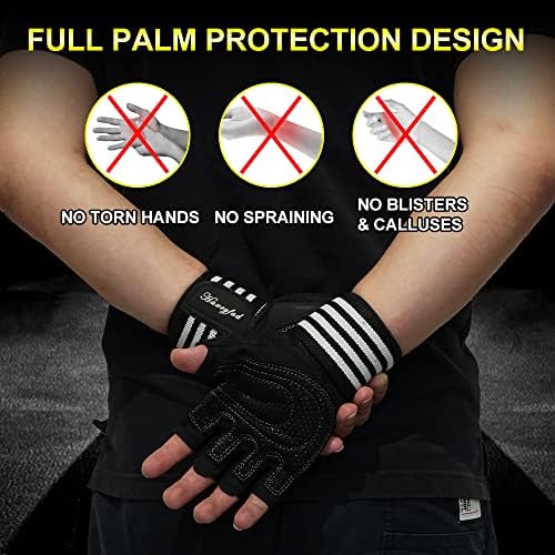 Luvas de exercícios para homens e mulheres Luvas de levantamento de peso ventiladas com pulso suporta proteção de palma completa
