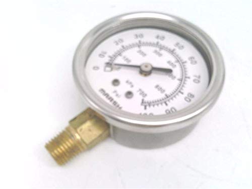 Marsh Instruments J7648 Medidor de pressão, descontinuado pelo fabricante, diâmetro de 2-1/2 polegadas, faixa dupla: 0-100 psi 0-700