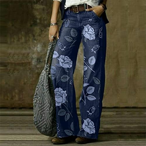 Ilugu Womens Moda Casual Casual Palavra reta de perna larga Jeans Jeans Jean Backpack Purse for Women