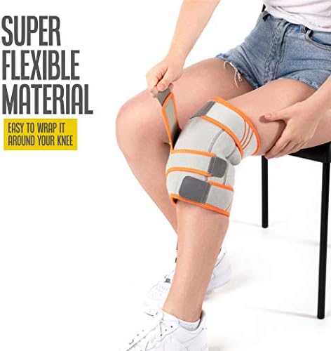 O envoltório de gelo do joelho, fria e quente ajustável - suporte de compressão em gel reutilizável do joelho, ajuda a lesões,