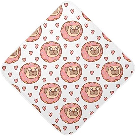 vvfelixl toalha com capuz de bebê com donut pug absorvente toalhas de bebê algodão toalha de banho macio para bebê, criança 30x30in