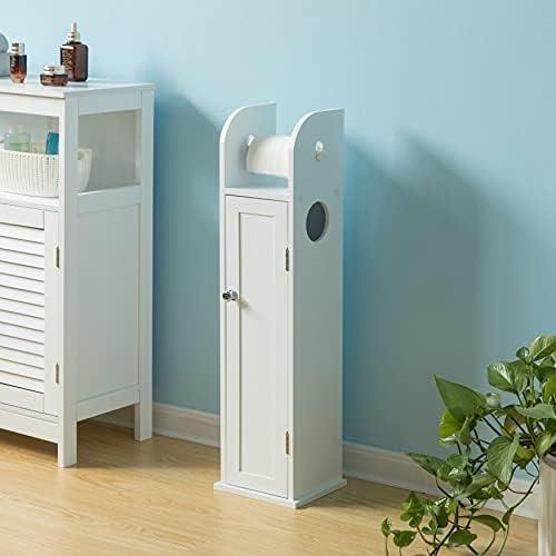 Rolagem de papel higiênico de banheiro independente branco com armazenamento e slot extra para rolo de papel