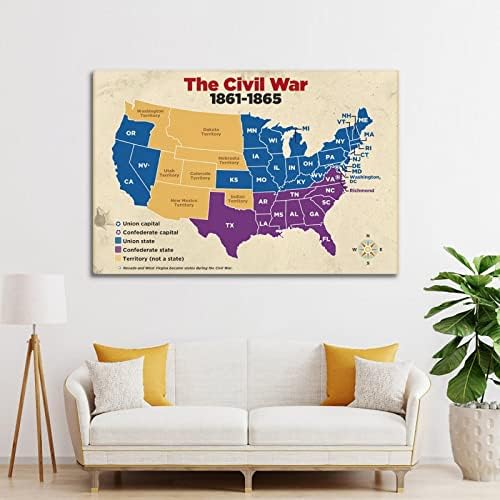 Mapas da Guerra Civil Americana são usados ​​como aprendizado de pôsteres de pôsteres de pôsteres de pós -aula Poster