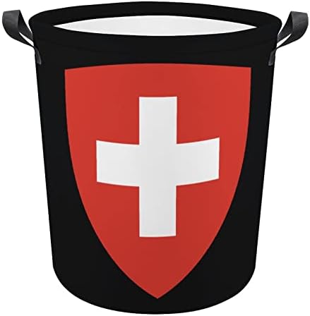 Brasão de armas da Suíça. Cesto de lavanderia dobra de roupas altas cestas com alças saco de armazenamento