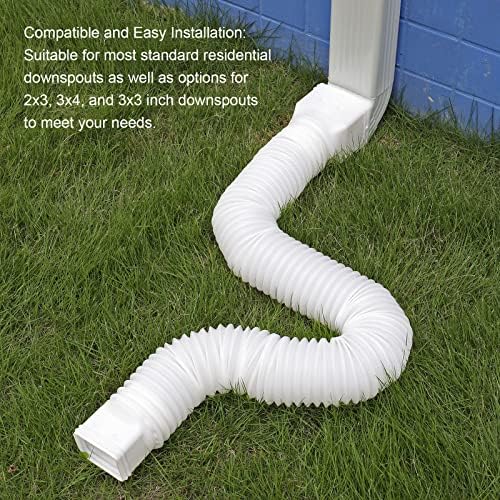 Plusgutter White-2pack Rain Gutter Dowsspout Extensões flexíveis, dreno Extender de dowspout, extensor de drenagem do bico para baixo, drenagem da água da água da chuva do conector da calha, extensível de 21 a 60 polegadas.