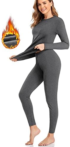 Underwear térmico Simiya Conjunto para mulheres Long Johns com lã de mangas compridas com mangas compridas camada de base definida