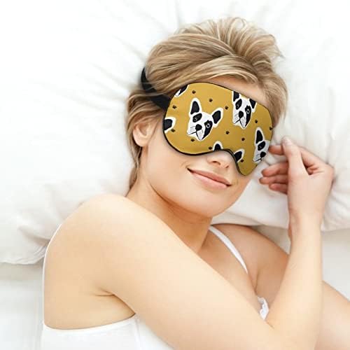 Bulldog e Paw Print Print Eye Máscara Bloqueando a máscara de sono com cinta ajustável para o trabalho de turno para dormir