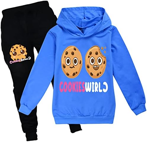 BY-CAN unissex Kids Cookie Swirl C Novely com capuz de traje de manga comprida, moletons de pulôver+conjunto de calças