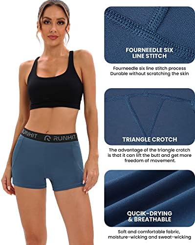Shorts de compressão de pacote Runhit 3 para mulheres de ioga com cintura alta com bolsos shorts de vôlei de spandex em execução